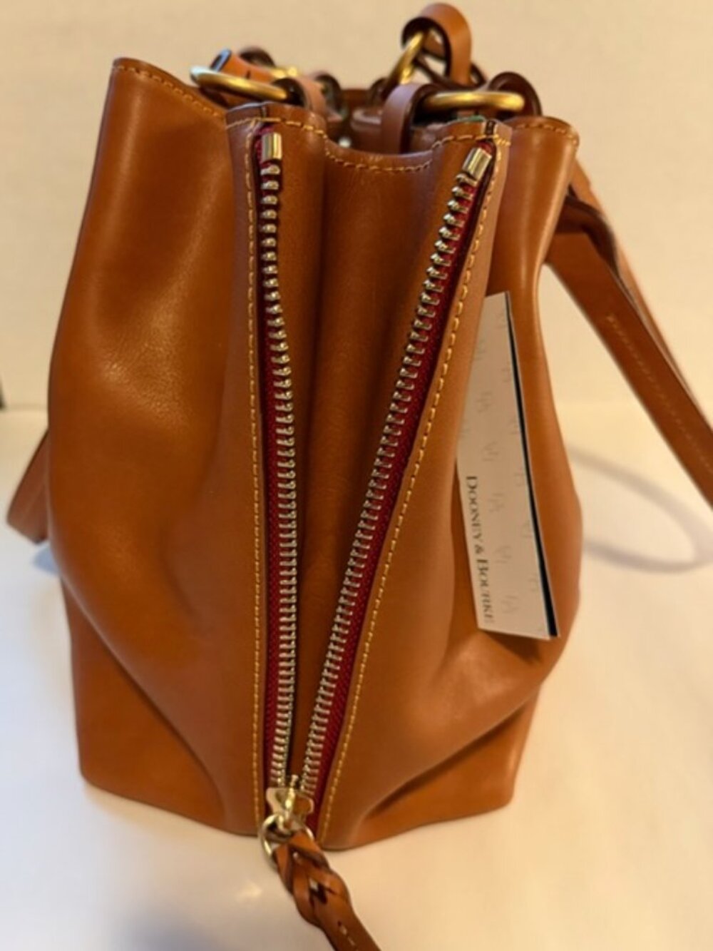 Dooney & Bourke Florentine Large Zip Barlow Natural NWT - Picture 2 of 4